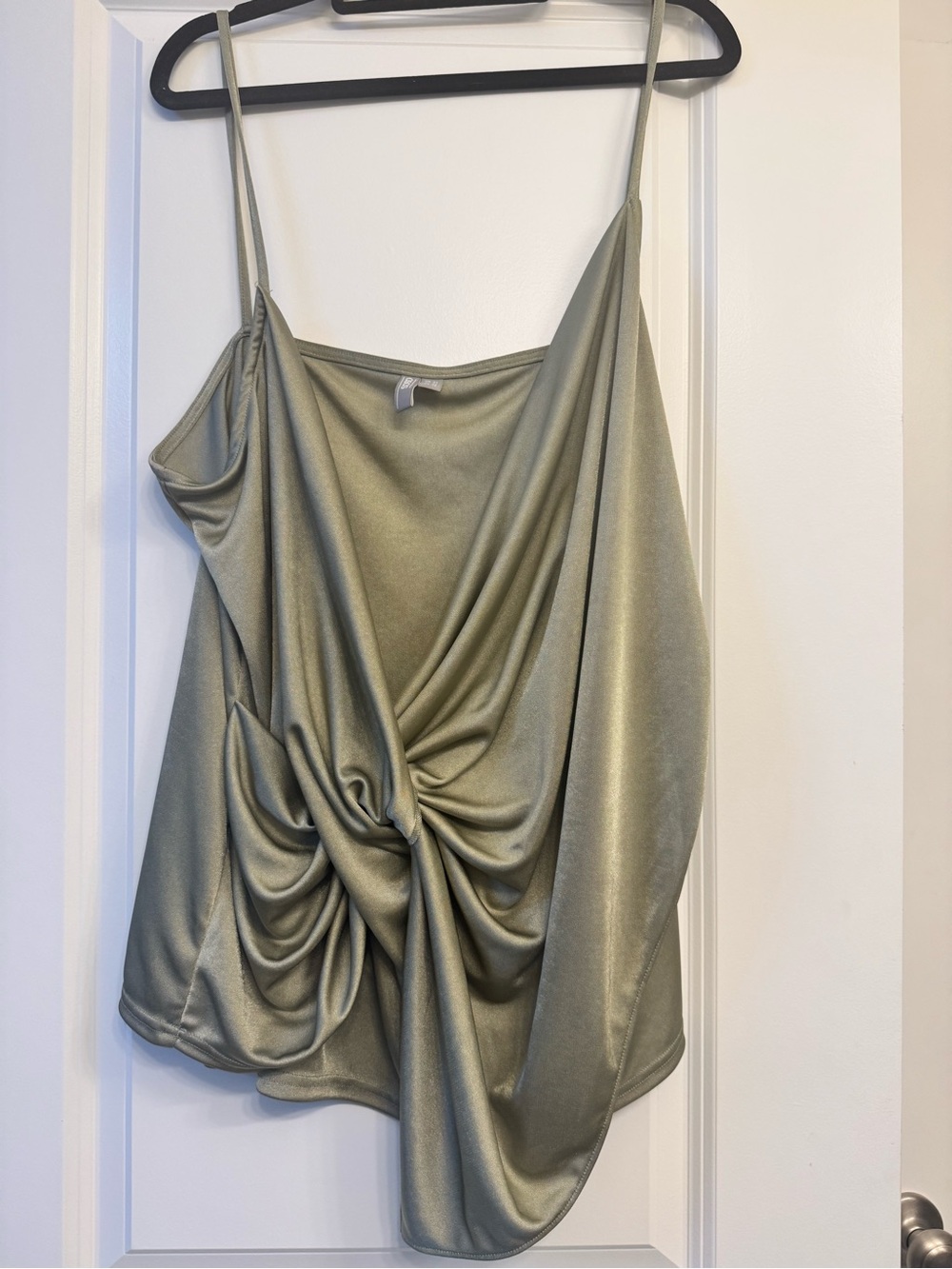 ASOS Olive Satin Knot-Detail Cami